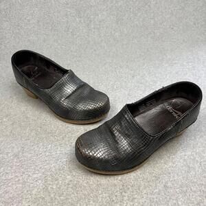 Dansko Marisol Clog Croc Leather Womens Size 6 Pewter Metallic Comfort Classic